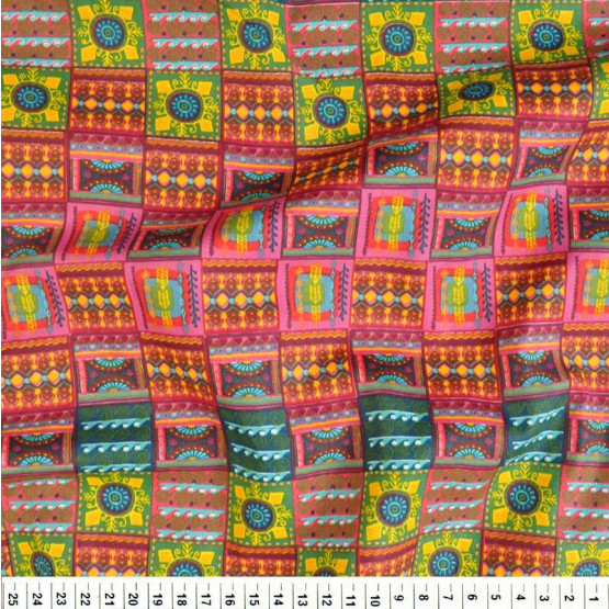 Tricoline Estampado Coleção Étnicas Patch Renata Blanco Larg.150cm 100%Algodão 