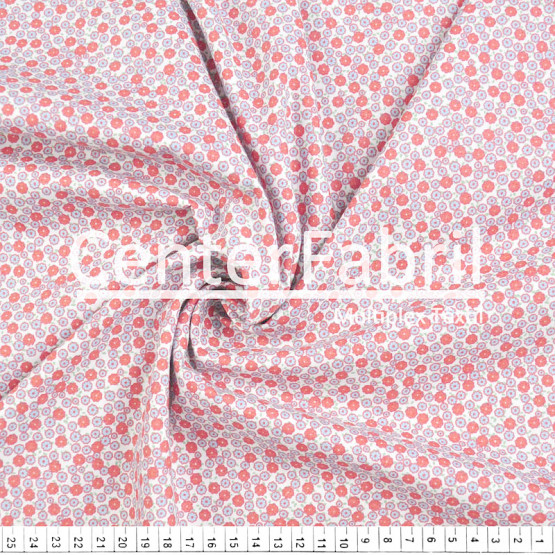Tricoline floral liberty - vermelho e azul Larg 1,50mt 100% algodão 120gr/m2 Preço por Metro