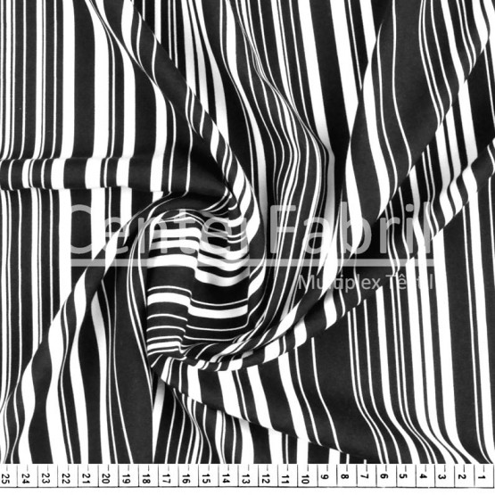 Tecido Viscose Estampa Listrado Preto Larg 140cm 100%Viscose. 121gr/m² Conserv1-H/2-2/3-3/5-3/6-1