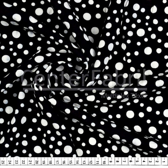 Tecido Viscose Estampa Bolas Brancas Fdo Pto Larg 140cm 100%Viscose. 121gr/m² Conserv1-H/2-2/3-3/5-3/6-1