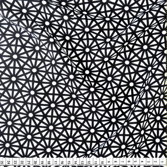 Tecido Viscose Estampa Geométrica Branco e Preto Larg.140cm 100%Viscose 104gr/m2