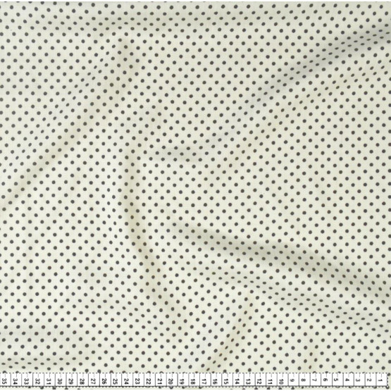 Tecido Viscose Flamê Estampa Bolinha Preta e Fundo Marfim Larg.140cm 100%Viscose 136gr/m2 des11cor214
