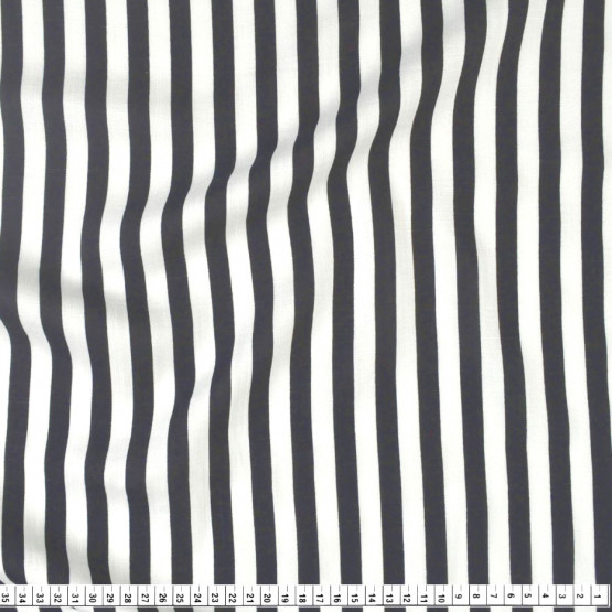 Tecido Viscose Flamê Estampa Listrado Preto e Branco Larg.140cm 100%Viscose 136gr/m2 des14cor0100