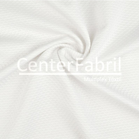 Tecido Piquet Colmeia Casa de Abelha/Favo cor: Branco Larg 1,40mt 100% algodão