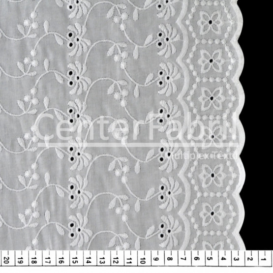Tecido Laise Branca Larg.132cm - 142gr/m² 100% Algodão. Conserv1-I/2-2/3-2/5-3/6-1