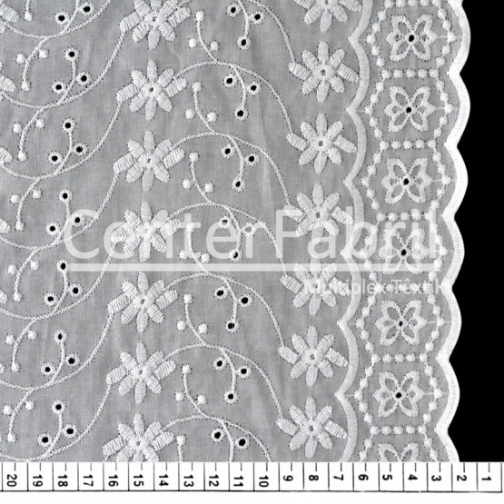 Tecido Laise Branca Larg.132cm - 142gr/m² 100% Algodão. Conserv1-I/2-2/3-2/5-3/6-1