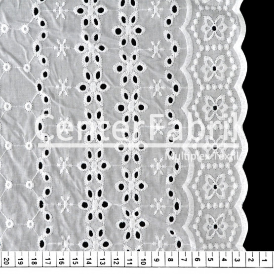 Tecido Laise Branca Larg.132cm - 142gr/m² 100% Algodão. Conserv1-I/2-2/3-2/5-3/6-1