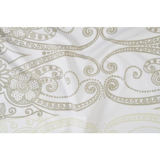 TECIDO PERCAL 200 FIOS ESTAMPADO BEGE FDO BRANCO LG 250cm 100%ALGODÃO des1702
