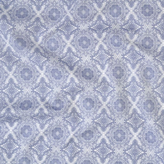 TECIDO PERCAL 200 FIOS ESTAMP MANDALA FDO BRANCO LG 250cm 100%ALGODÃO des1706
