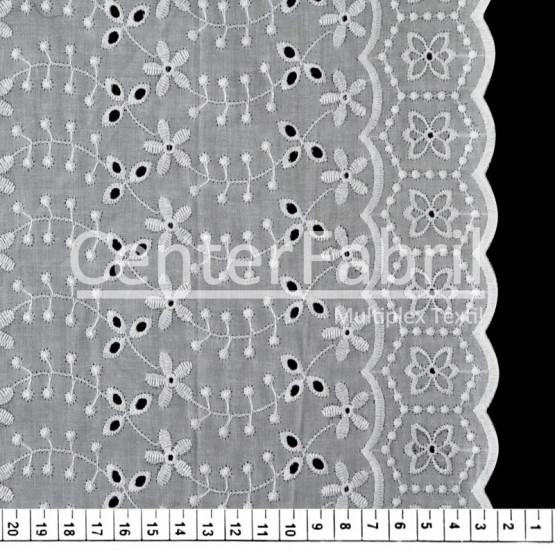 Tecido Laise Branca Larg.132cm - 142gr/m² 100% Algodão. Conserv1-I/2-2/3-2/5-3/6-1