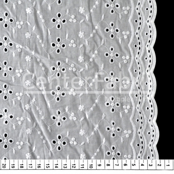 Tecido Laise Branca Larg.132cm - 142gr/m² 100% Algodão. Conserv1-I/2-2/3-2/5-3/6-1