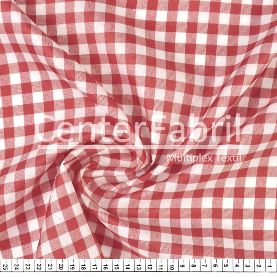 Tecido Xadrez Poly Picnic 20x20 Vermelho 1cm Largura 140cm 100%Poliester. Conserv1-I/2-2/3-3/4-3/6-1/4-1