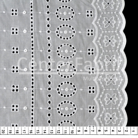 Tecido Laise Branca Larg.132cm - 142gr/m² 100% Algodão. Conserv1-I/2-2/3-2/5-3/6-1