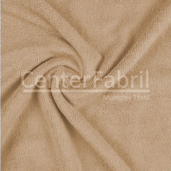 Tecido Atoalhado Felpudo Microfibra Bege Largura 145cm 100%Poliester  205gr/m2