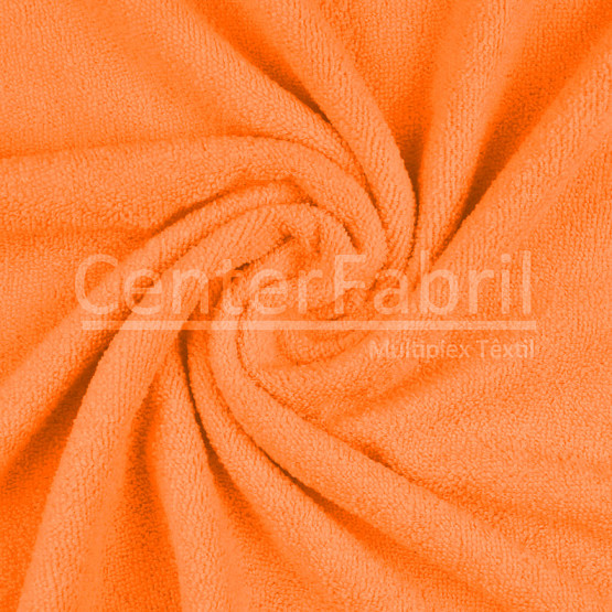 Tecido Atoalhado Felpudo Microfibra Laranja Papaya Largura 145cm 100%Poliester  205gr/m2