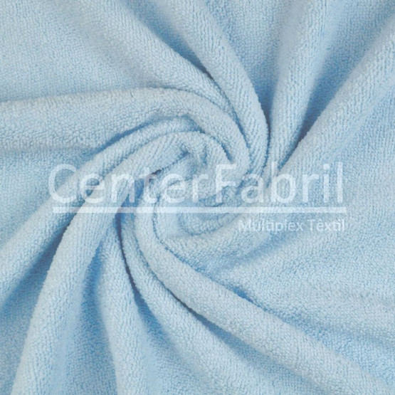 Tecido Atoalhado Felpudo Microfibra Azul Claro Largura 145cm 100%Poliester  205gr/m2