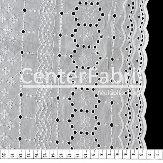 Tecido Laise Branca Larg.132cm - 142gr/m² 100% Algodão. Conserv1-I/2-2/3-2/5-3/6-1