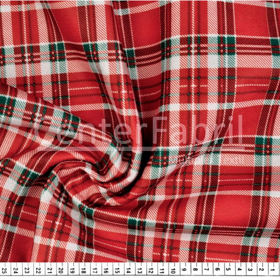 Feltro Estampa Natalino Xadrez Vermelho Larg 140cm 100%Poliester 200gr/m2