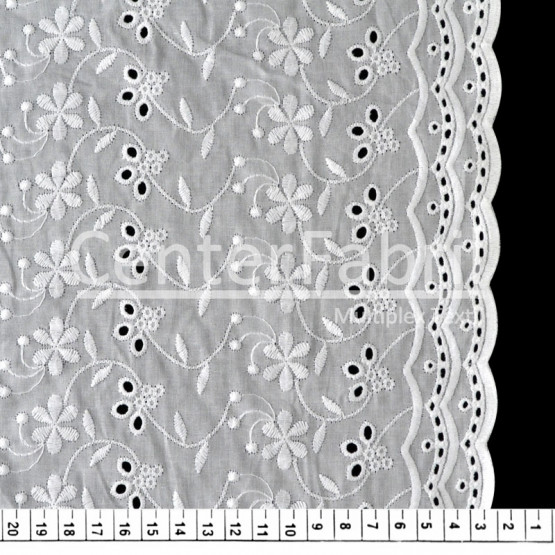 Tecido Laise Branca Larg.132cm - 142gr/m² 100% Algodão. Conserv1-I/2-2/3-2/5-3/6-1