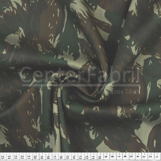 Tecido Brim Polycotton Camuflado Exercito 3808 Larg.160cm Comp. 67%Poliéster 33%Algodão - 220gr/m² 29,90 por
