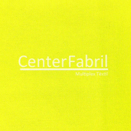 Brim Sarja "anti chama" UNIFORT FR Amarelo Fluorescente aplicação de retardante Lg.160cm 100% Algodão 260gr/m². Conserv 1-D/2-2/3-1/4-2