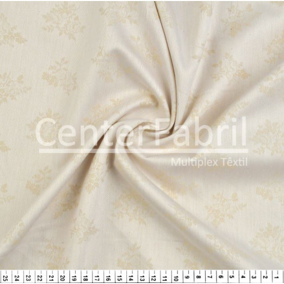 Tecido Chambray Jacquard Floral Bege Larg 1,50m -100%Algodão. Conserv1-J/2-3/3-3/4-3/5-2/6-8/6-4