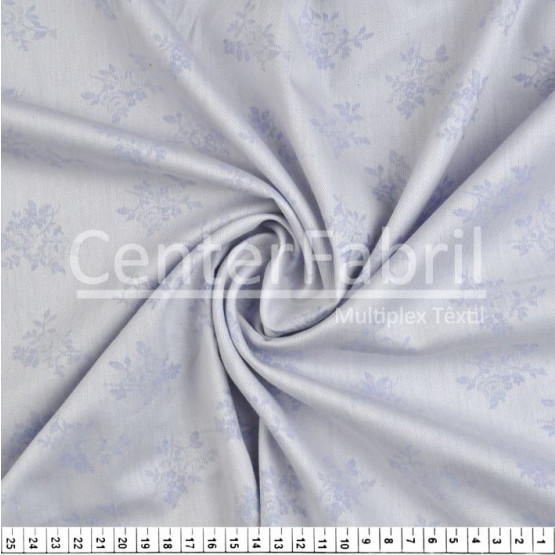 Tecido Chambray Jacquard Floral Azul Larg 1,50m -100%Algodão. Conserv1-J/2-3/3-3/4-3/5-2/6-8/6-4