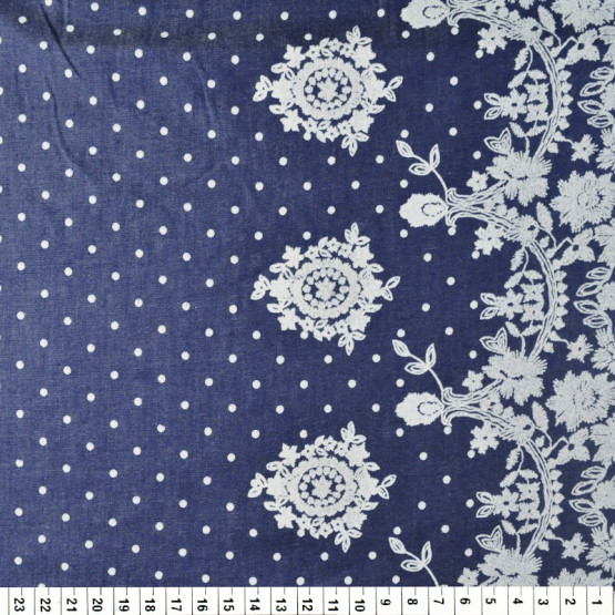Tecido Indigo Jeans Leve Estampa Barrada 2 lados 3,9 OZ Estampado Larg 147cm 80%Algodão.20%Poliester des63cor975