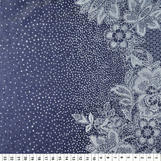 Tecido Indigo Jeans Leve Estampa Barrada 2 lados 3,9 OZ Estampado Larg 147cm 80%Algodão.20%Poliester des65cor975