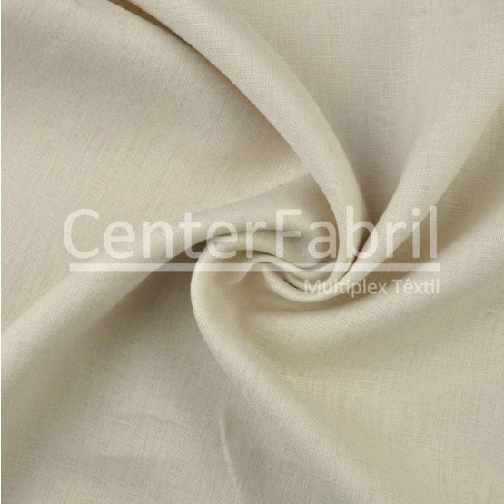 Tecido Linho Areia Claro Larg 137cm 100% Linho para Calça e Blazer - 196gr/m²