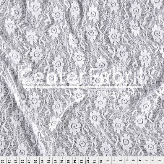 Tecido Renda Marbella Branco Larg 150cm 88%Poliamida 12%Elastano 80gr/m2. Conserv. 1-H/2-2/3-3/5-3/6-8