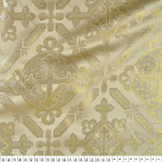 Tecido Jacquard c/Fio Metal  p/ Casula e Paramentos Dourado Larg 147cm 88%Poliester 12%Outras Fibras