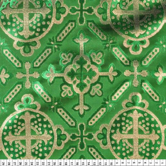 Tecido Jacquard c/Fio Metal  p/ Casula e Paramentos Verde Larg 147cm 88%Poliester 12%Outras Fibras