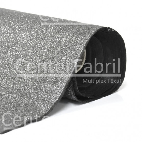 TNT C/ GLITTER Preto/Prata spuntec Larg 140cm 100%Poliester 137gr/m2
