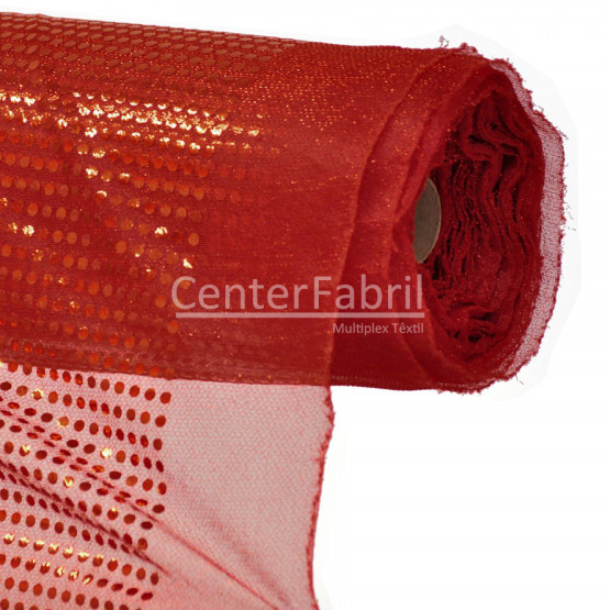 Tecido Paetê Laminado Vermelho e fundo Vermelho 100% poliester Larg. 100cm - Conserv1-H/2-2/3-3/4-3/5-4/6-1