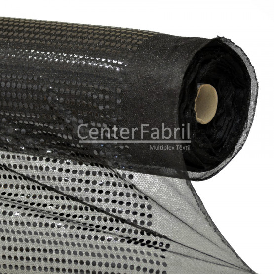 Tecido Paetê Laminado Preto e fundo Preto 100% poliester Larg. 100cm - Conserv1-H/2-2/3-3/4-3/5-4/6-1