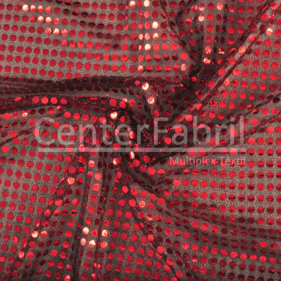 Tecido Paetê Laminado Vermelho e fundo Preto 100% poliester Larg.100cm -- Conserv 1-P/2-2/3-2/5-4/6-8