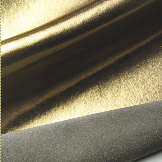 Lamê dublado com espuma e Laminado Dourado 100% poliester Larg. 110cm