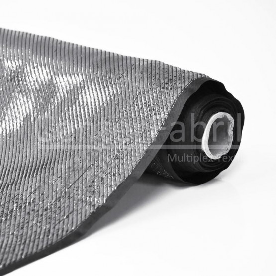 Tecido Lurex Sarjado Prata Larg 140cm 89%Poliester 11%Poliester Metalizado - Conserv1-p/2-2/3-3/4-5/5-4/6-1