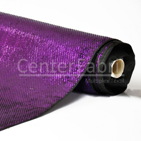Tecido Lurex Sarjado Roxo  Larg 140cm 89%Poliester 11%Poliester Metalizado - Conserv1-p/2-2/3-3/4-5/5-4/6-1
