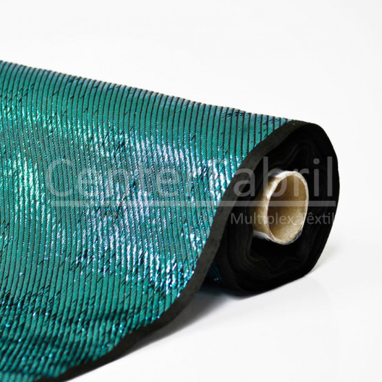 Tecido Lurex Sarjado Azul  Larg 140cm 89%Poliester 11%Poliester Metalizado - Conserv1-p/2-2/3-3/4-5/5-4/6-1