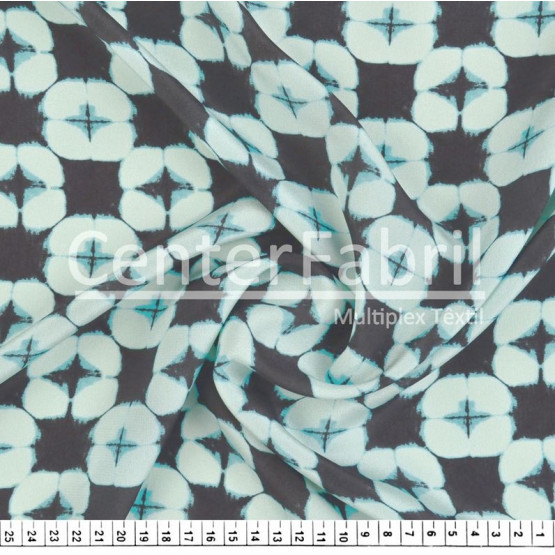 Tecido Crepe Chine Seda Pura Estampada Larg 135cm 100%Seda  Conserv1-P/2-2/3-3/5-3/4-1/6-1