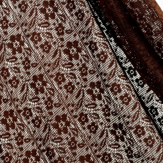 Tecido Renda Maille Marrom Import  Lg150cm 65%Algodão.35%Poliamida