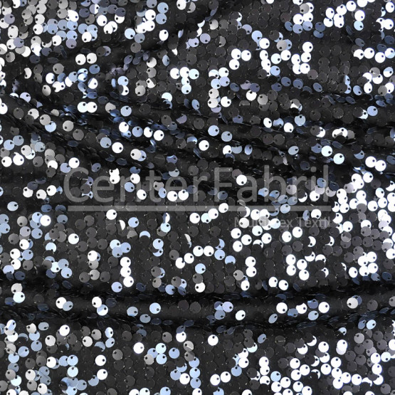 Tecido Malha Paetê Bordado Preto/Cinza Larg145cm Import 96%Poliester.4%Elastano Rf.Scale-Golfo 330gr/m2 . Conserv1-H/2-2/3-3/5-3/6-8