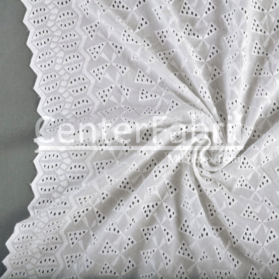 Tecido Laise Branca Larg.125cm - 142gr/m² 100% Algodão.Conserv 1-P/2-2/3-3/4-1/5-4/6-2