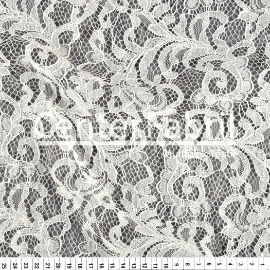 Tecido Renda Viviane Off White Larg 150cm 100%Poliester 155gr/m2. Conserv. 1-H/2-2/3-3/5-3/6-8
