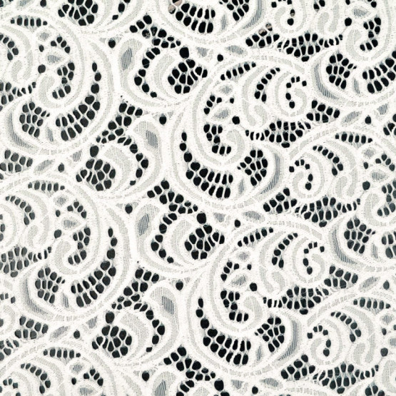 Tecido Renda Lace Relevo OffWhite/Marfim Larg 150cm 90%Poliamida 10%lElastano 166gr/m2.Conserv1-N/2-2/3-2/5-3/6-1