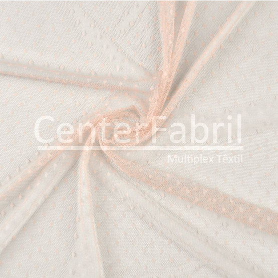 Tecido Renda Tule Plumetis Nude Larg 130cm 100%Poliamida 27gr/m2. Preço por metro. Conserv1-P/2-2/3-3/5-3/6-1