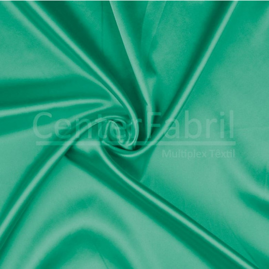 TECIDO CETIM CHARMEUSE C/ELAST LISO Verde Esmeralda L147cm 97%POLIESTER.3%ELASTANO