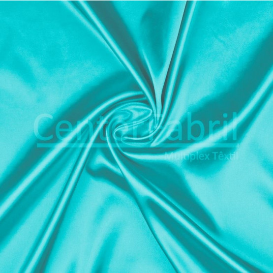 Tecido Cetim Charmeuse c/elastano Liso Azul Turquesa Larg147cm 97%Poliester.3%Elastano. Conserv1-J/2-2/3-3/4-5/5-3/6-1